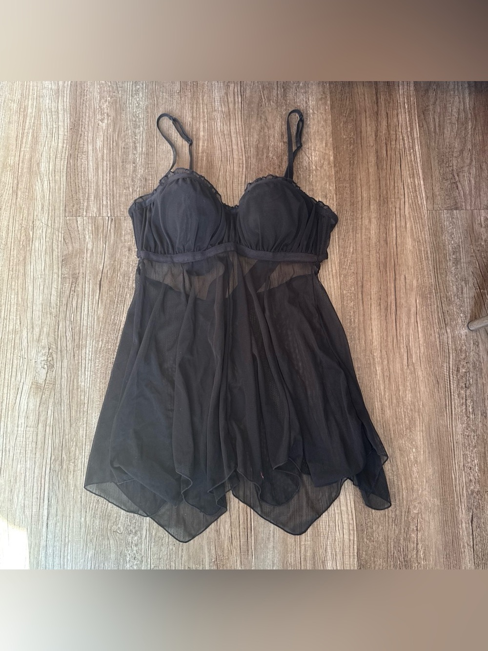 Native intimates Black Sheer Babydoll Chemise lingerie size 34B (S)
